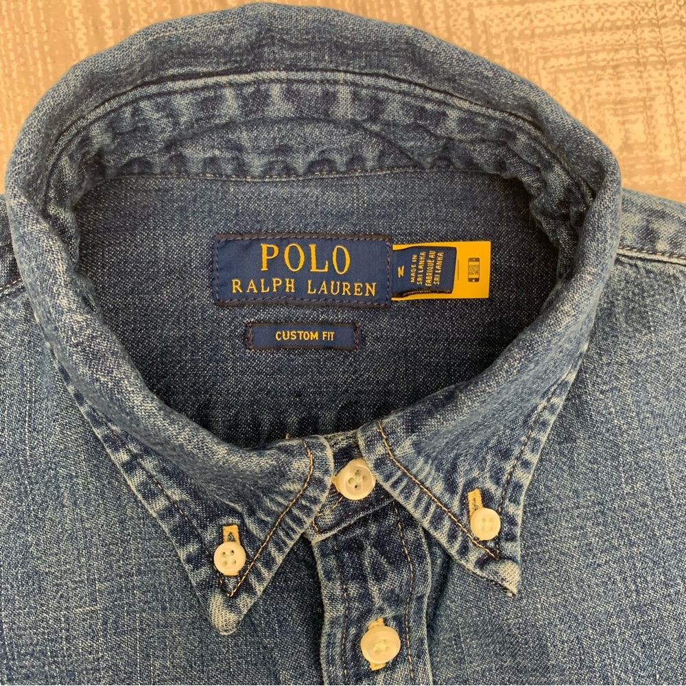 POLO Ralph Lauren Denim Button Down Shirt Size Medium 100% Cotton Medium Wash
